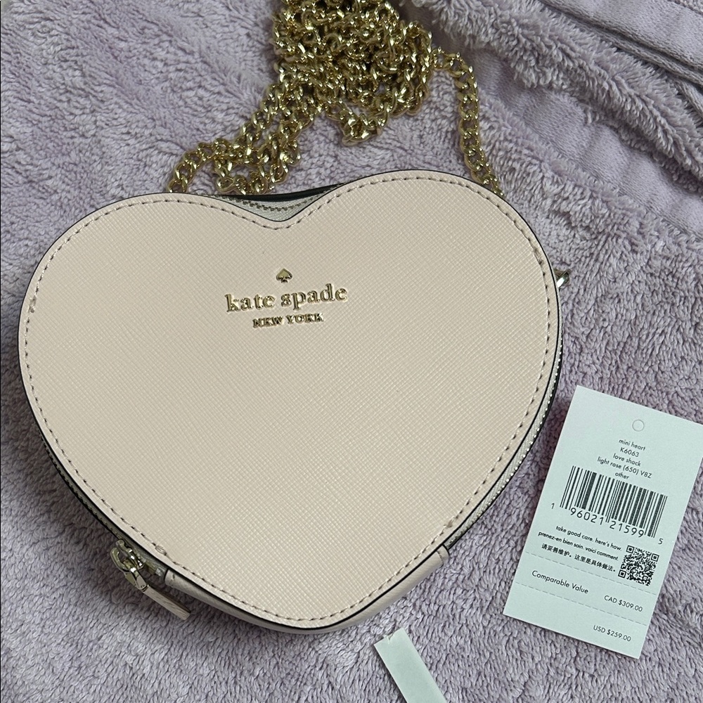 NWT Kate Spade Pink Heart Mini Bag with Gold Chain